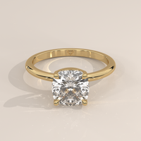 Classic Solitaire in 14k Yellow Gold with a cushion cut diamond