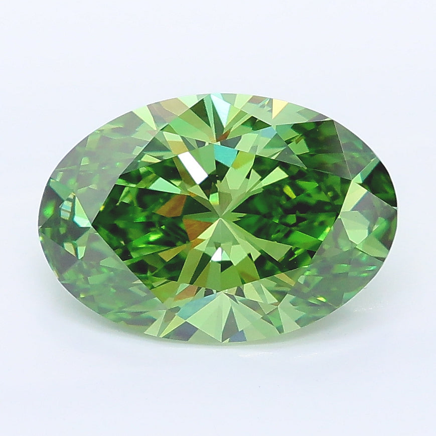 3.05 ct Fancy Vivid Green Oval Lab Grown Diamond · VS1 · IGI Certified