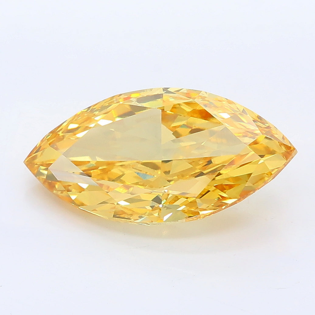 3.81 ct Fancy Vivid Yellow Marquise Lab Grown Diamond · VS1 · IGI Certified